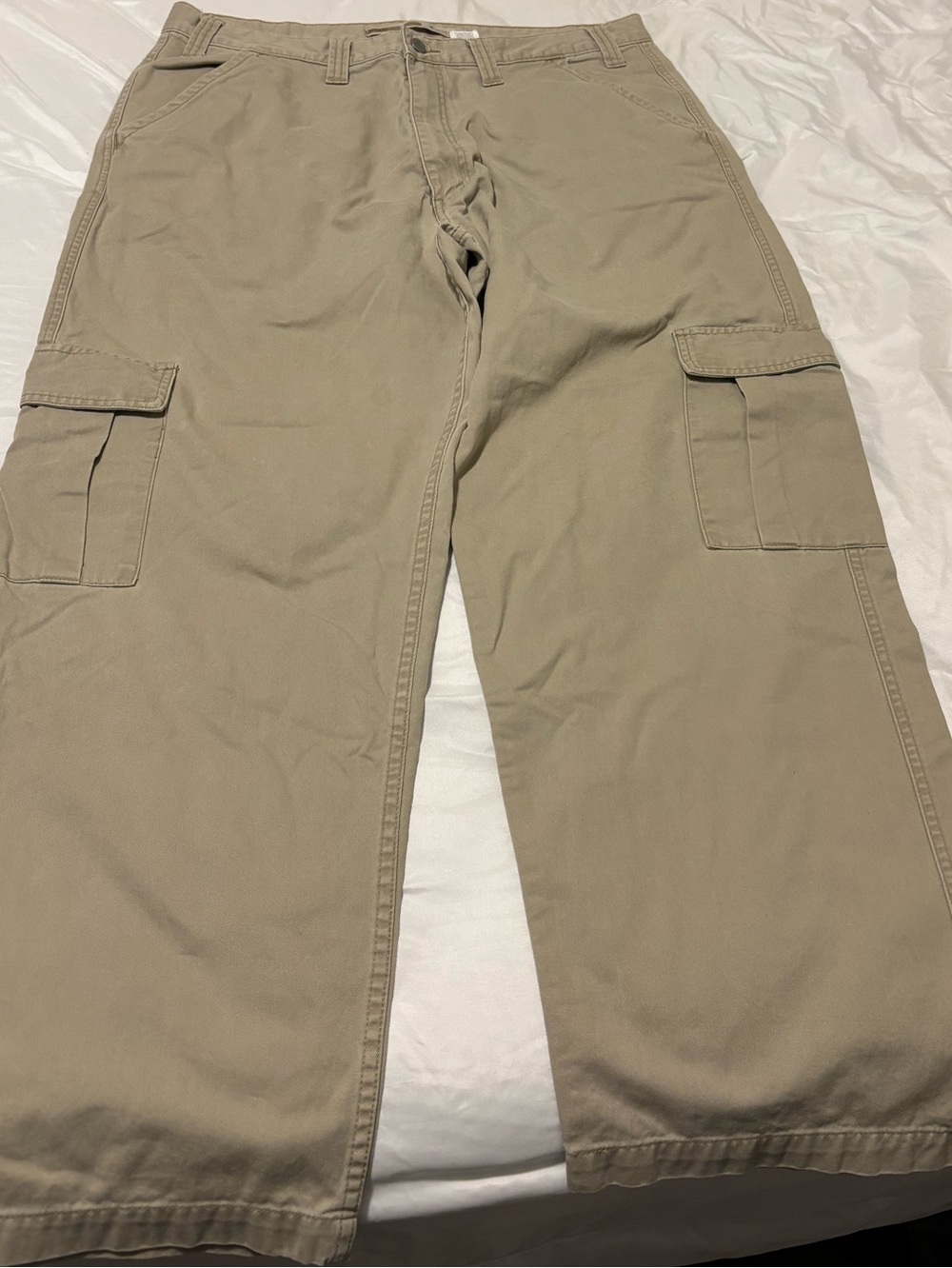 VTG 90s Silvertab Levi's Khaki Men's Baggy Wide Leg Cargo Pants - Khaki